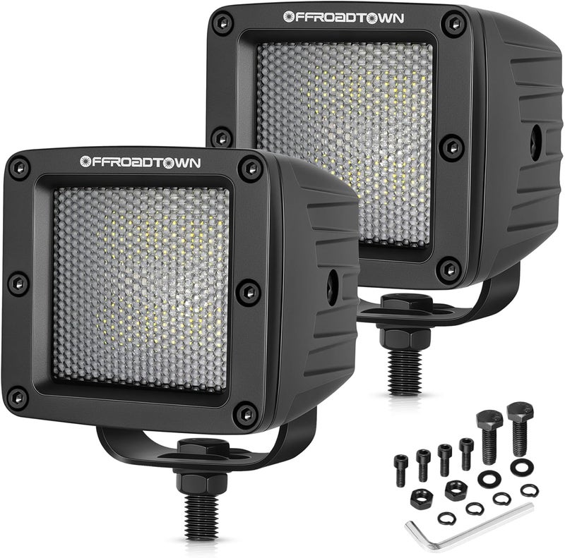 OFFROADTOWN LED Cubes, 3inch 120W CREE LED Pods Driving Lights Cubes Ditch Light Off Road Lights Reverse Light for Truck Pickup UTV ATV SUV Boat 4x4 Car - Diffusion Beam - Image 1